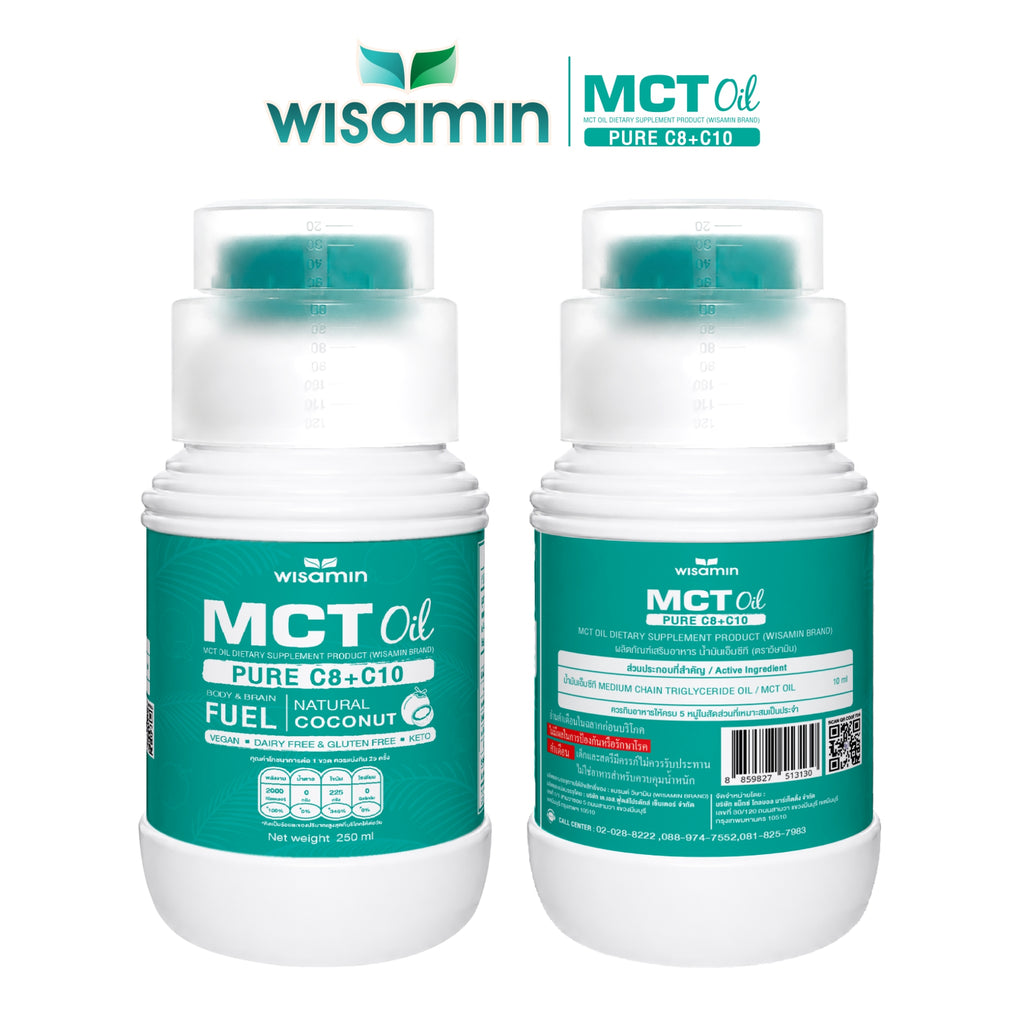 WISAMIN 100% Pure Coconut MCT Oil C8+C10 | Liquid 250ml | Vegan & Keto