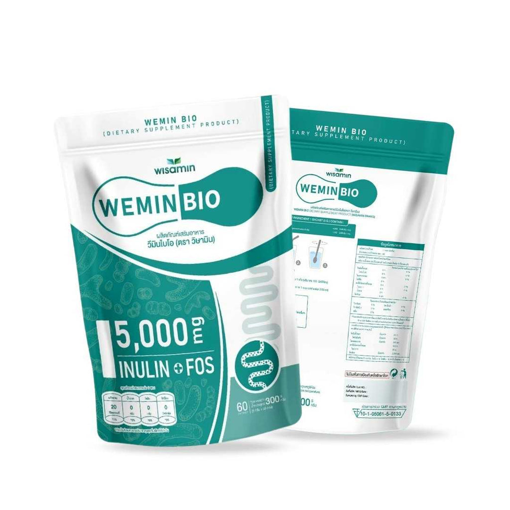 WISAMIN Wemin Bio | Prebiotics Inulin + FOS | Dietary Supplement | Halal Certified | 1 Bag (60 Sachets)
