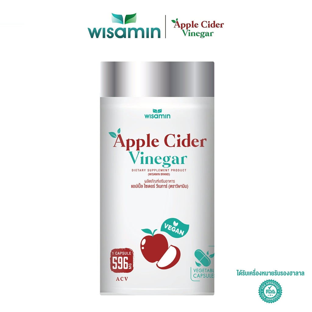 WISAMIN Apple Cider Vinegar 500 mg | 30 Capsules | Halal Certified