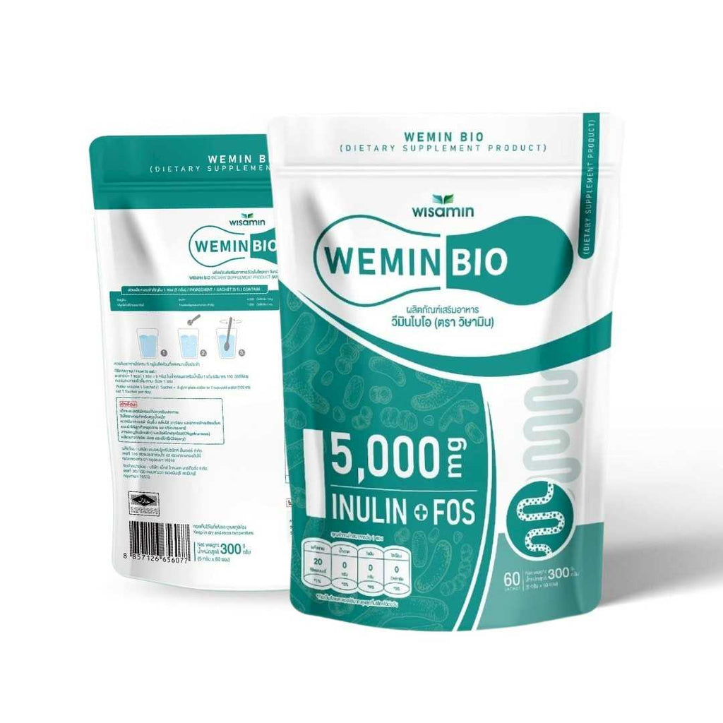 WISAMIN Wemin Bio | Prebiotics Inulin + FOS | Dietary Supplement | Halal Certified | 1 Bag (60 Sachets)