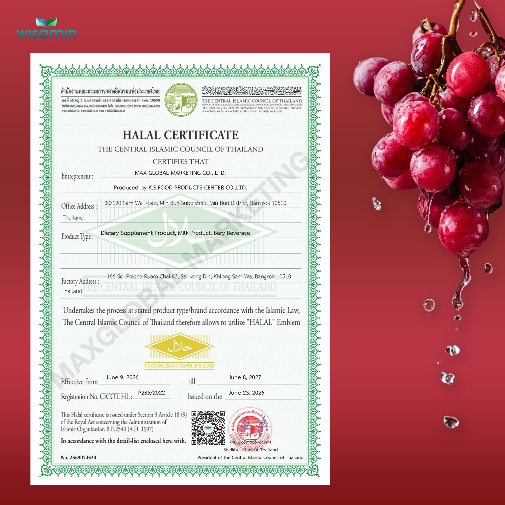 WISAMIN Resveratrol from Grape Skin Extract Capsule | Halal Certified | 1 Bottle 30 Capsules