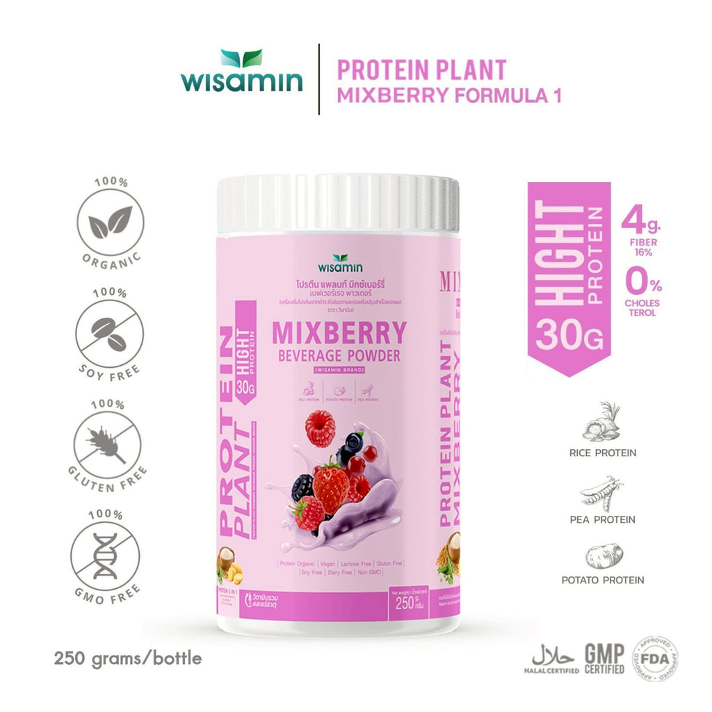 WISAMIN Plant Protein Formula 1 | High protein 27-30g | 10 Flavors | 250g | Organic | Halal | Soy-Free | Non-GMO | No Added Sugar