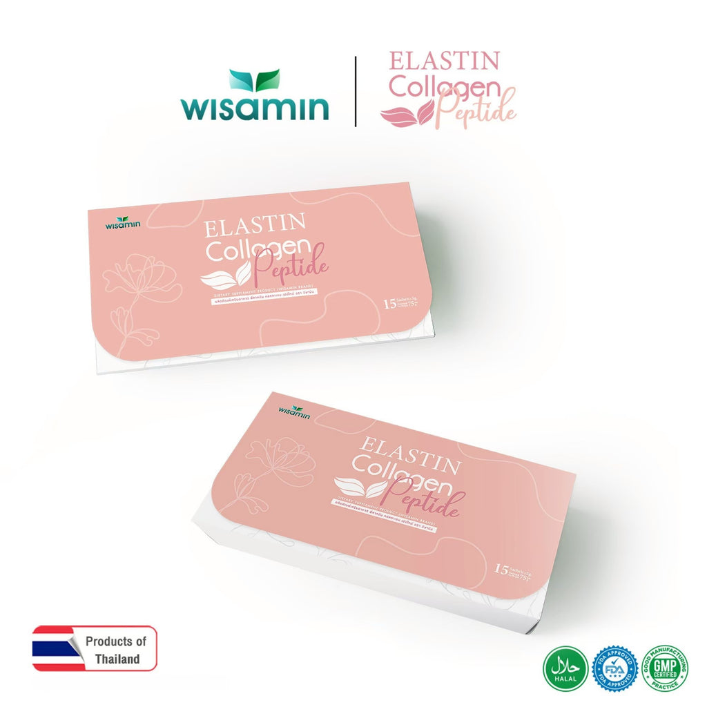 WISAMIN Elastin Collagen Peptide | Dietary Supplement | Halal Certified | 1 Box 15 Sachets