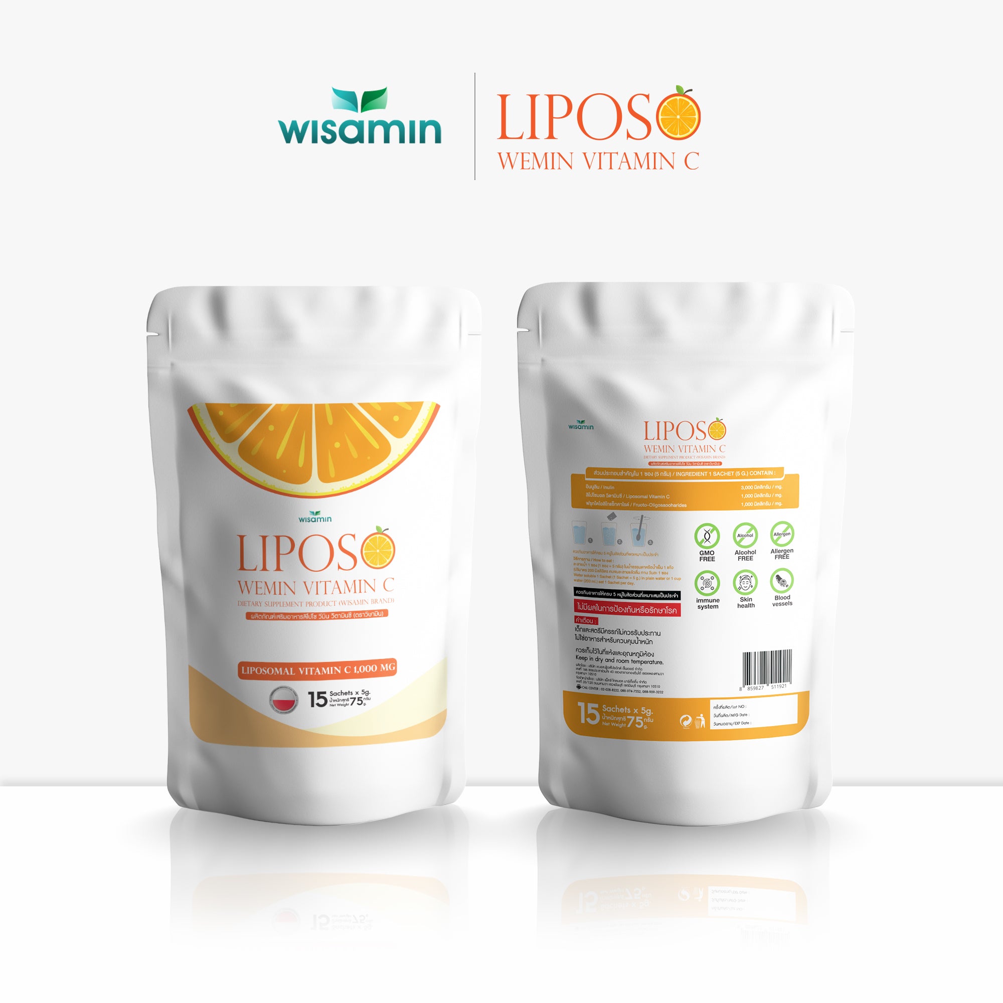 WISAMIN LIPOSO WEMIN Vitamin C | Liposomal 1,000 mg per Sachet | 1 Bag 15 Sachets
