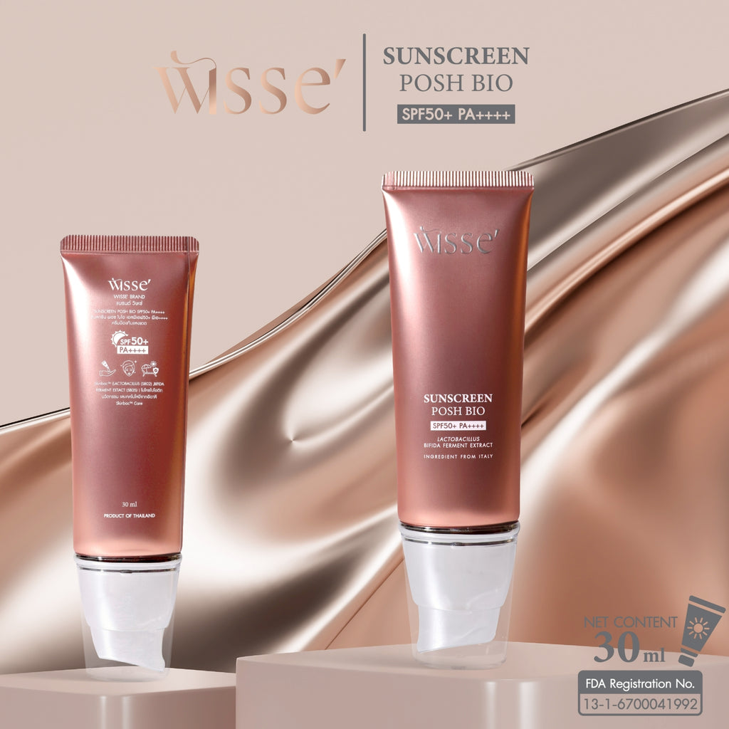 WISSE SUNSCREEN POSH BIO SPF50+ PA++++ | Hybrid Sunscreen Technology | 30 ml per Tube