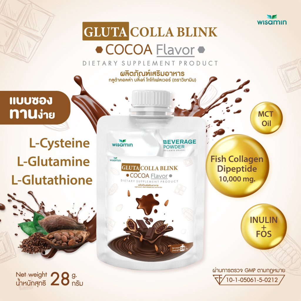 WISAMIN Gluta Colla Blink Beauty Series | 5 Flavors | 28g Ready-to-Mix Sachet | Halal | Fish Collagen & L-Glutathione