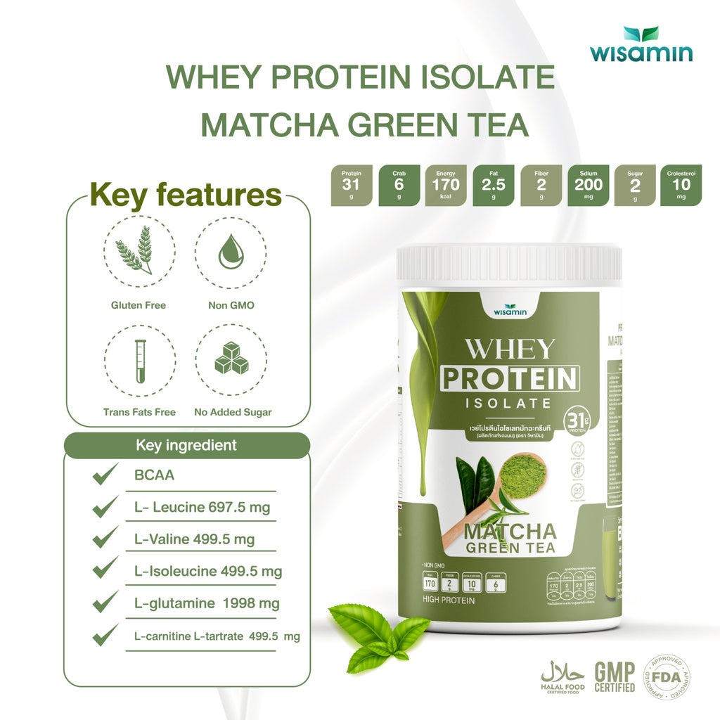 WISAMIN Whey Protein Isolate | 225g per Jar | 11 Flavors | Halal Certified | Non-GMO | Gluten-Free