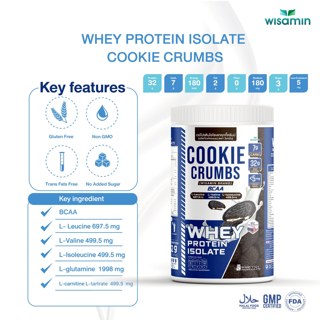 WISAMIN Whey Protein Isolate | 225g per Jar | 11 Flavors | Halal Certified | Non-GMO | Gluten-Free