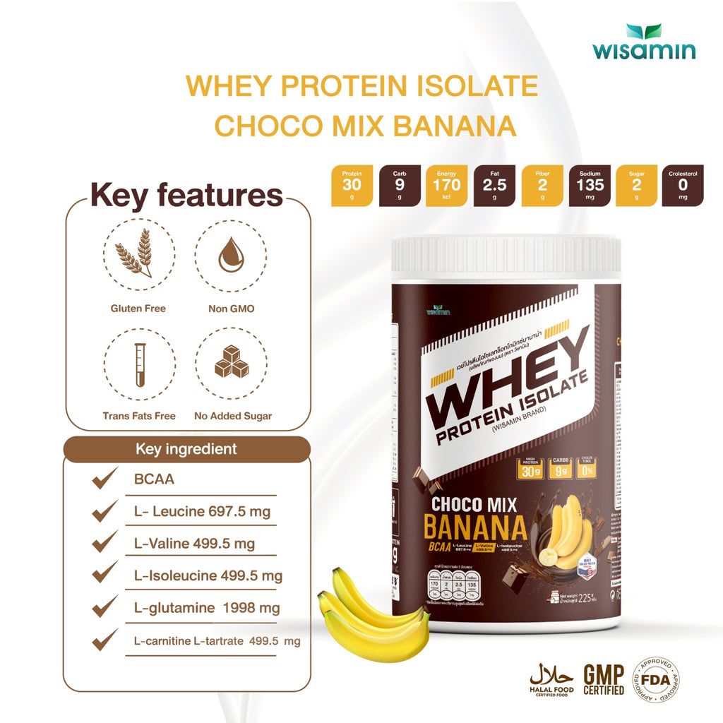 WISAMIN Whey Protein Isolate | 225g per Jar | 11 Flavors | Halal Certified | Non-GMO | Gluten-Free