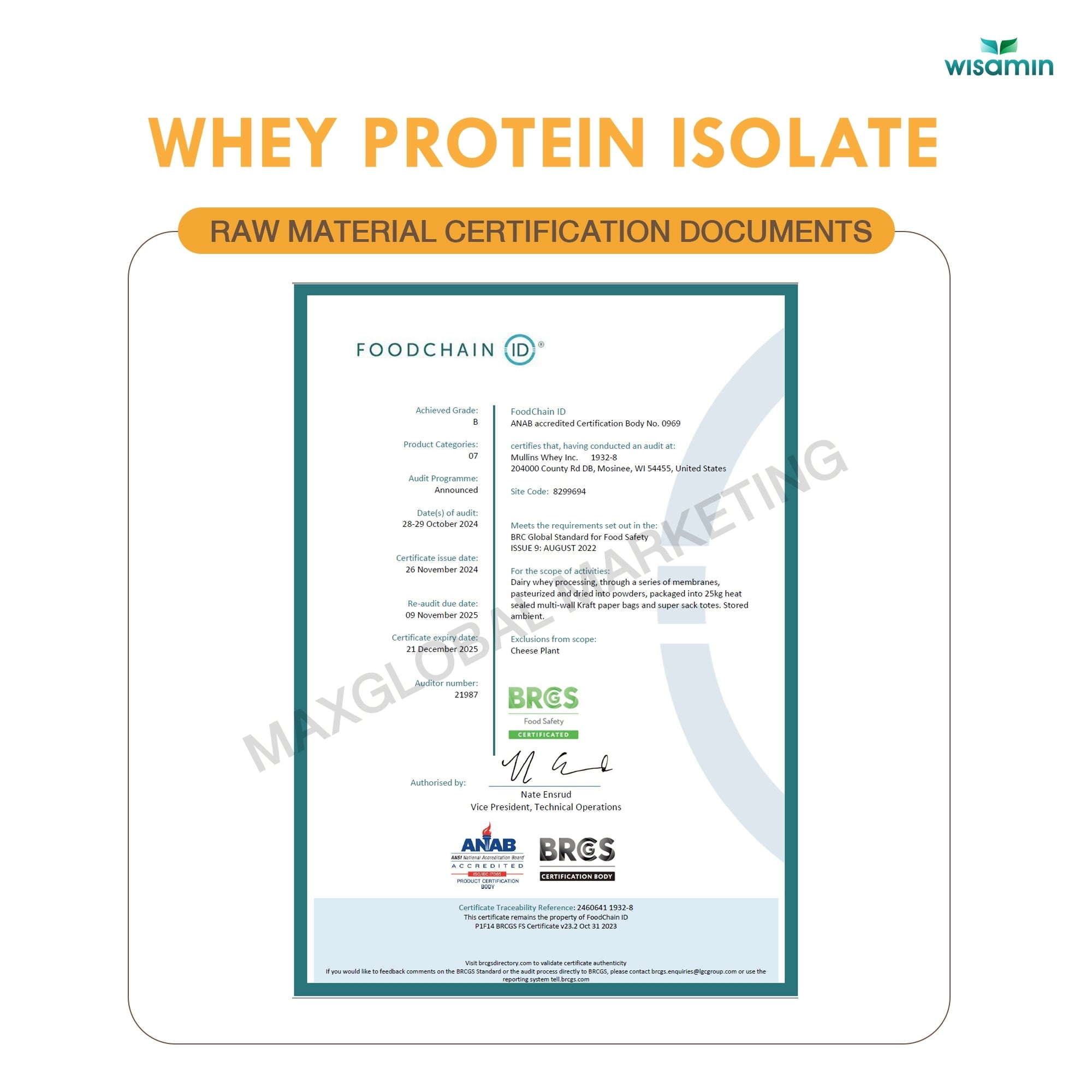 WISAMIN Whey Protein Isolate | 900g (2LB) | 28–32g Protein | 11 Flavors | No Added Sugar | Halal Certified