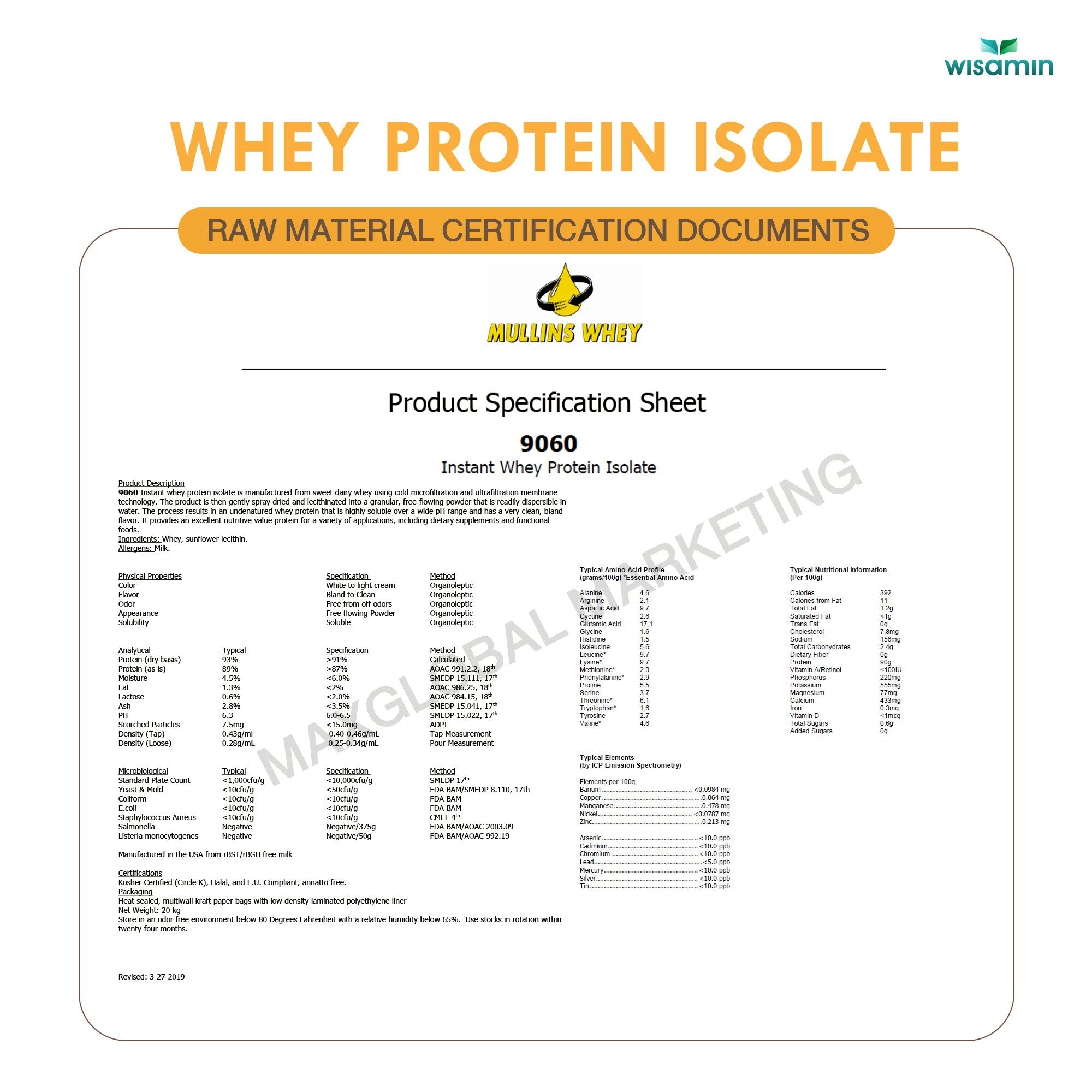 WISAMIN Whey Protein Isolate | 900g (2LB) | 28–32g Protein | 11 Flavors | No Added Sugar | Halal Certified