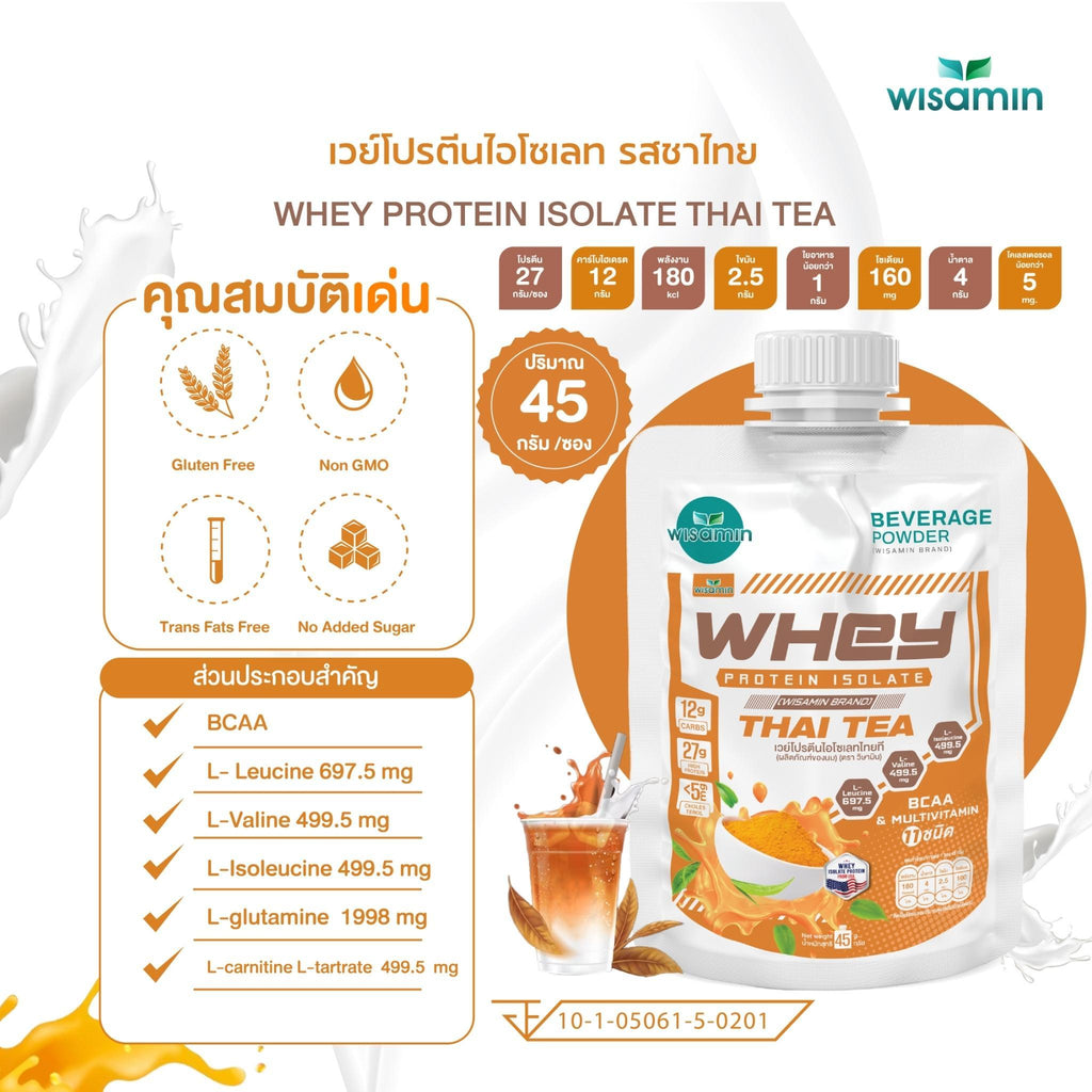 WISAMIN Whey Protein Isolate | 45g Ready-to-Mix Sachet | 28–32g Protein | 11 Flavors | Halal Certified | No Added Sugar