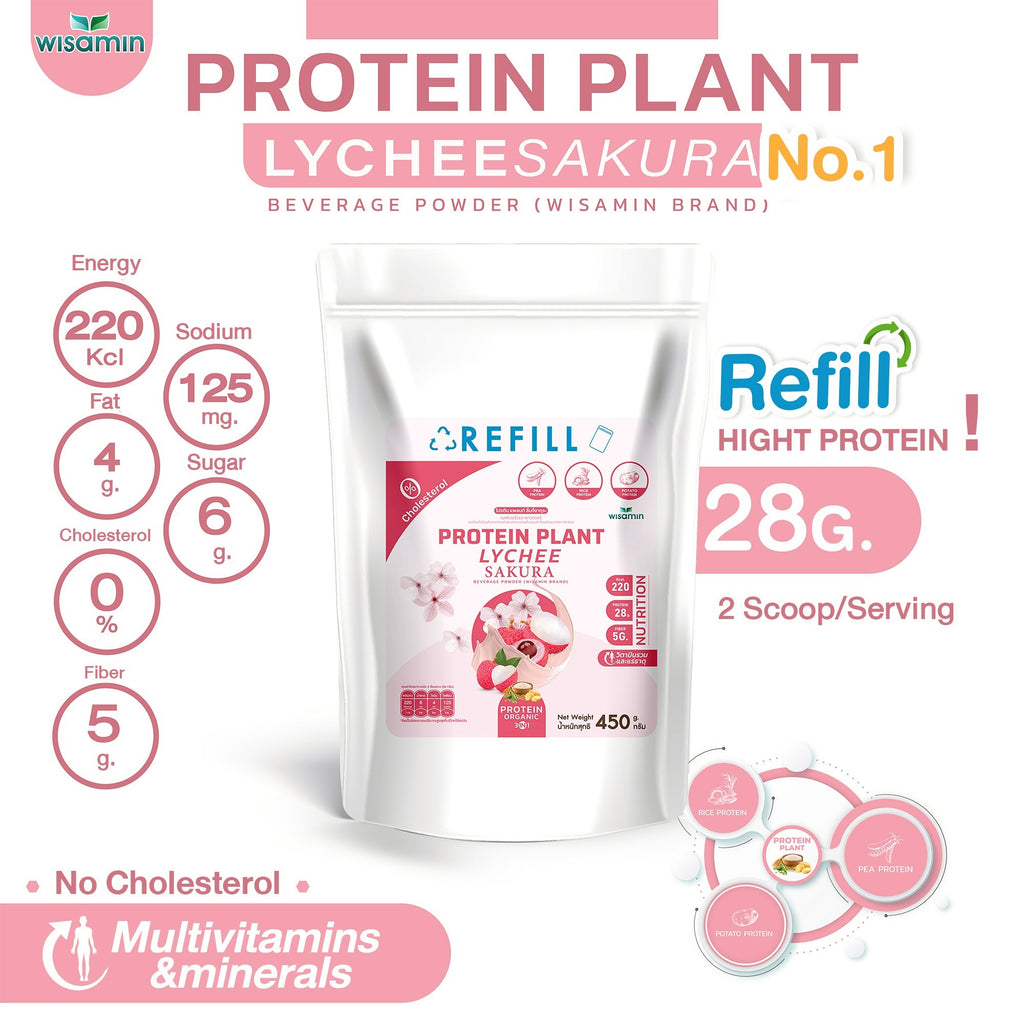 WISAMIN Plant Protein Formula 1 Refill Pack | 450 g | 10 Flavors | Halal Certified | Organic | Soy-Free | Non-GMO