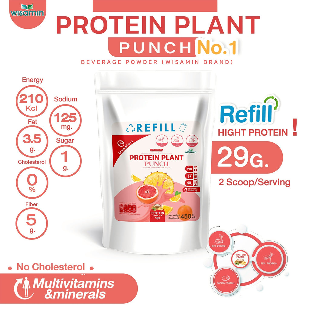 WISAMIN Plant Protein Formula 1 Refill Pack | 450 g | 10 Flavors | Halal Certified | Organic | Soy-Free | Non-GMO
