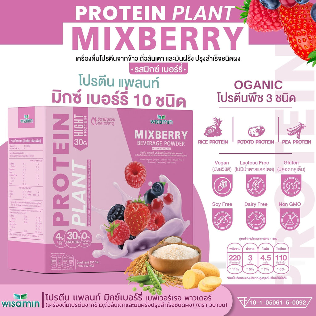 WISAMIN Plant Protein Formula 1 | 7 Sachets per Box | 10 Flavors | Halal Certified | Organic | Soy-Free | Non-GMO