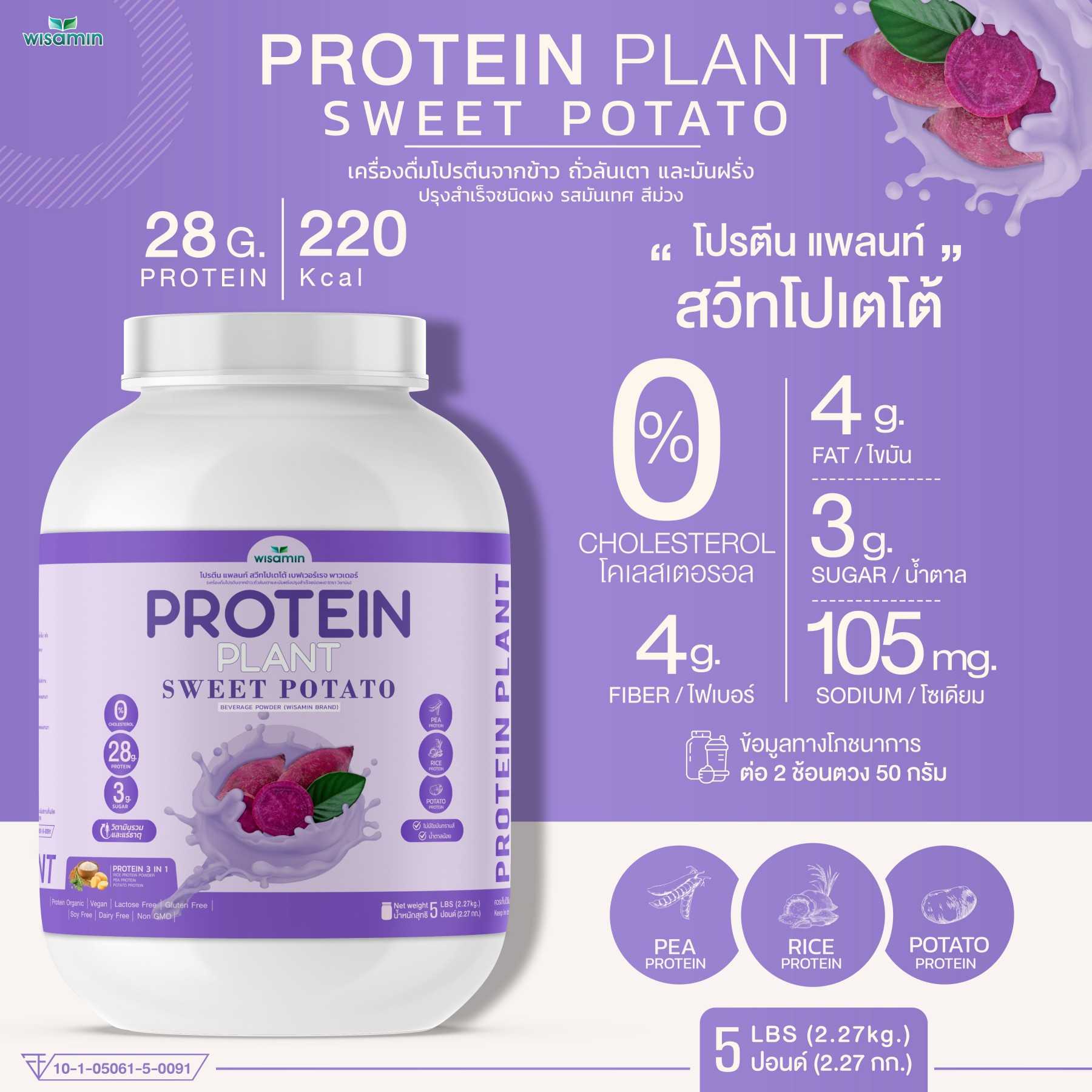 WISAMIN Plant Protein Formula 1 | 2.27 kg (5LB) | 10 Flavors | Organic | Halal | Soy-Free | Non-GMO