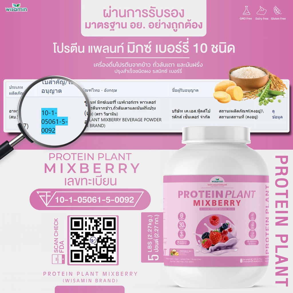 WISAMIN Plant Protein Formula 1 | 2.27 kg (5LB) | 10 Flavors | Organic | Halal | Soy-Free | Non-GMO