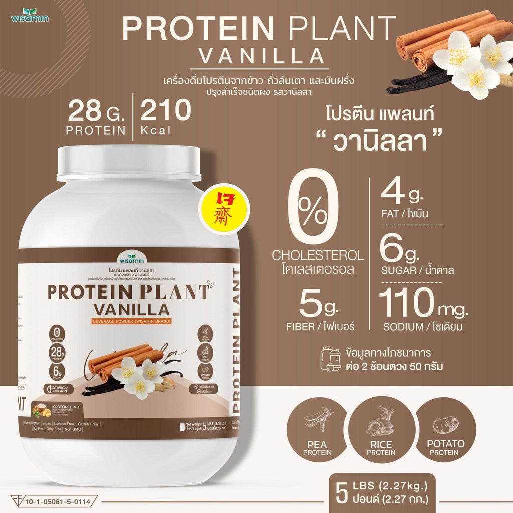 WISAMIN Plant Protein Formula 1 | 2.27 kg (5LB) | 10 Flavors | Organic | Halal | Soy-Free | Non-GMO