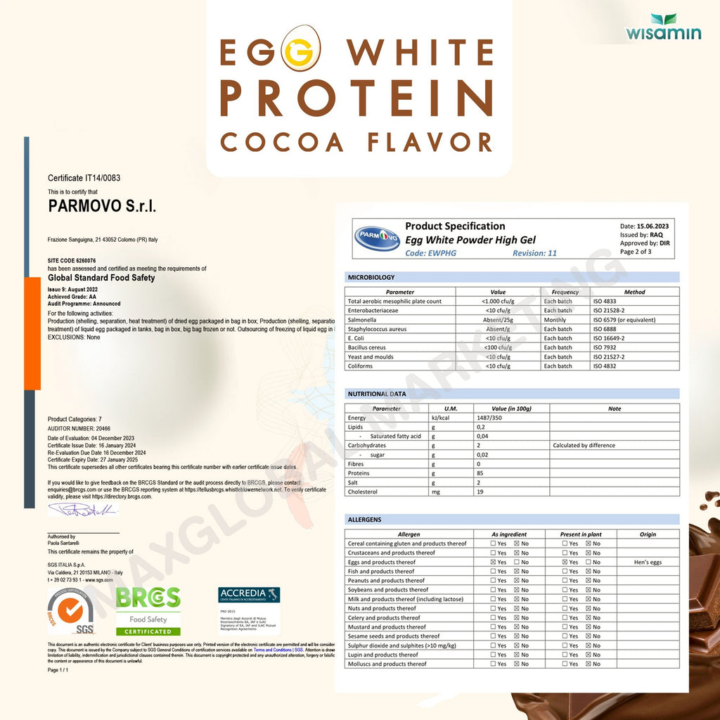WISAMIN Egg White Protein Powder | 3 Flavors Available | 45g Ready-to-Mix Sachet | Halal Certified | Gluten-Free | Soy-Free | Dairy-Free