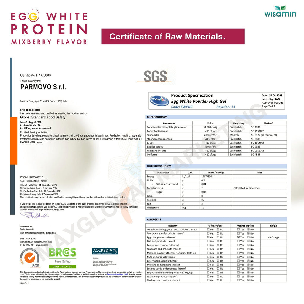 WISAMIN Egg White Protein Powder | 3 Flavors Available | 45g Ready-to-Mix Sachet | Halal Certified | Gluten-Free | Soy-Free | Dairy-Free