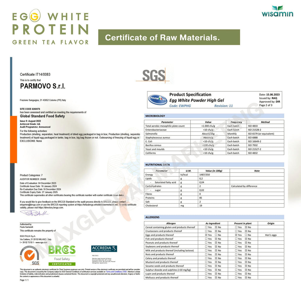 WISAMIN Egg White Protein Powder | 3 Flavors Available | 45g Ready-to-Mix Sachet | Halal Certified | Gluten-Free | Soy-Free | Dairy-Free