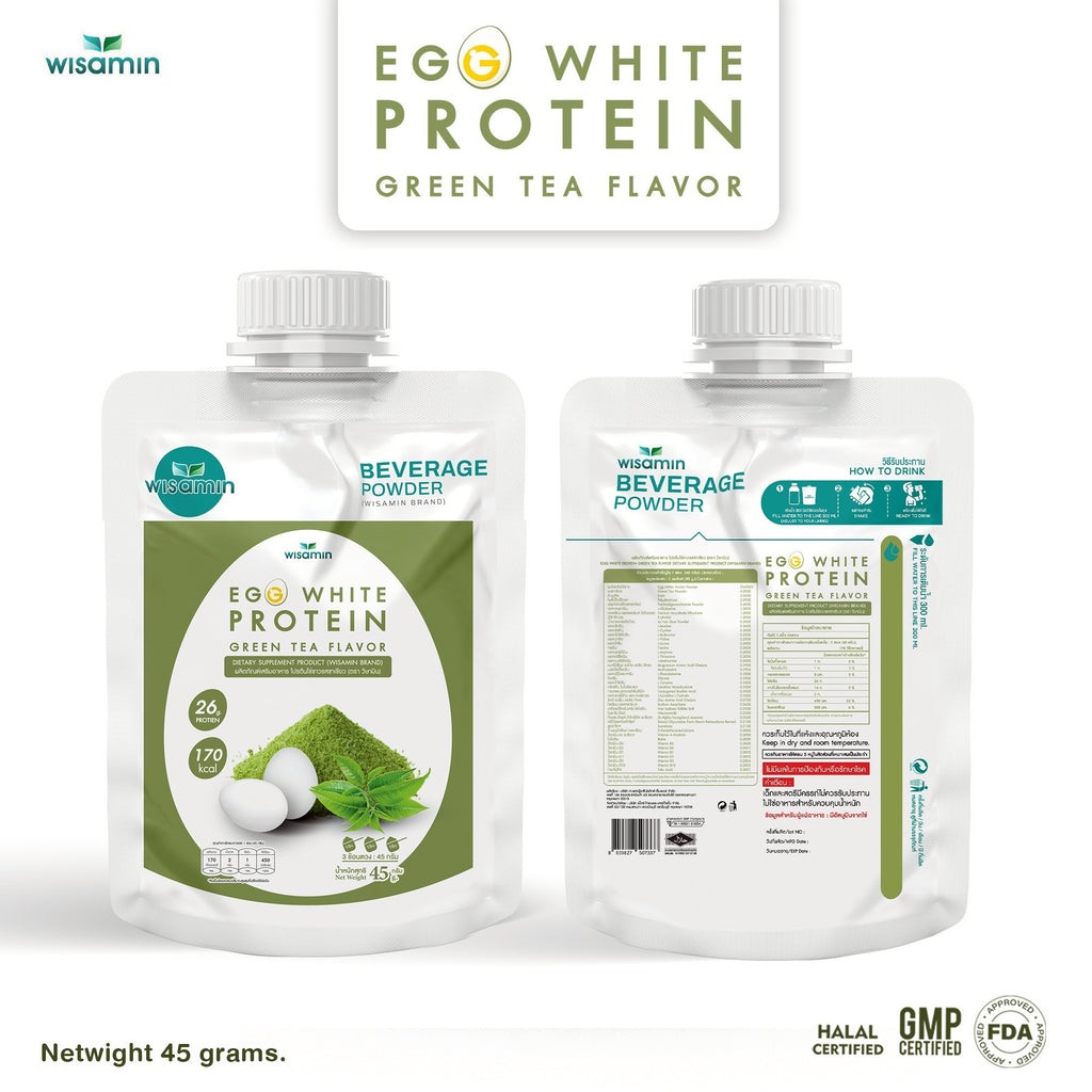 WISAMIN Egg White Protein Powder | 3 Flavors Available | 45g Ready-to-Mix Sachet | Halal Certified | Gluten-Free | Soy-Free | Dairy-Free