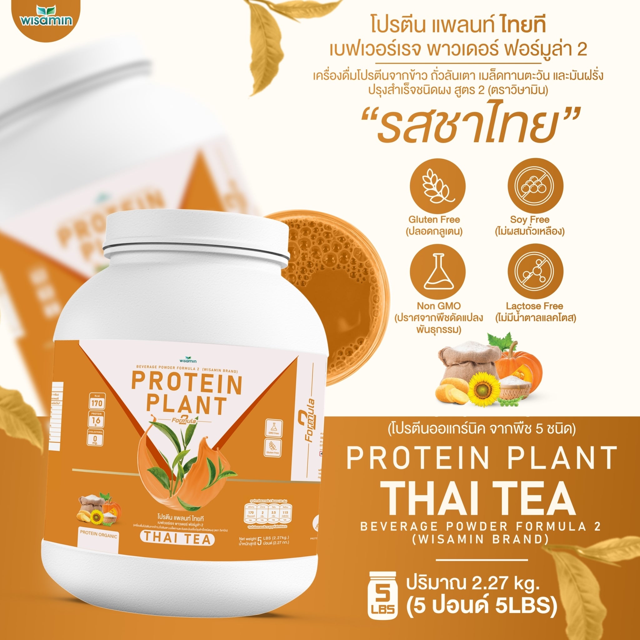 WISAMIN Plant Protein Formula 2 | 2.27 kg (5LB) | 8 Flavors | Organic | Halal | Soy-Free | Non-GMO