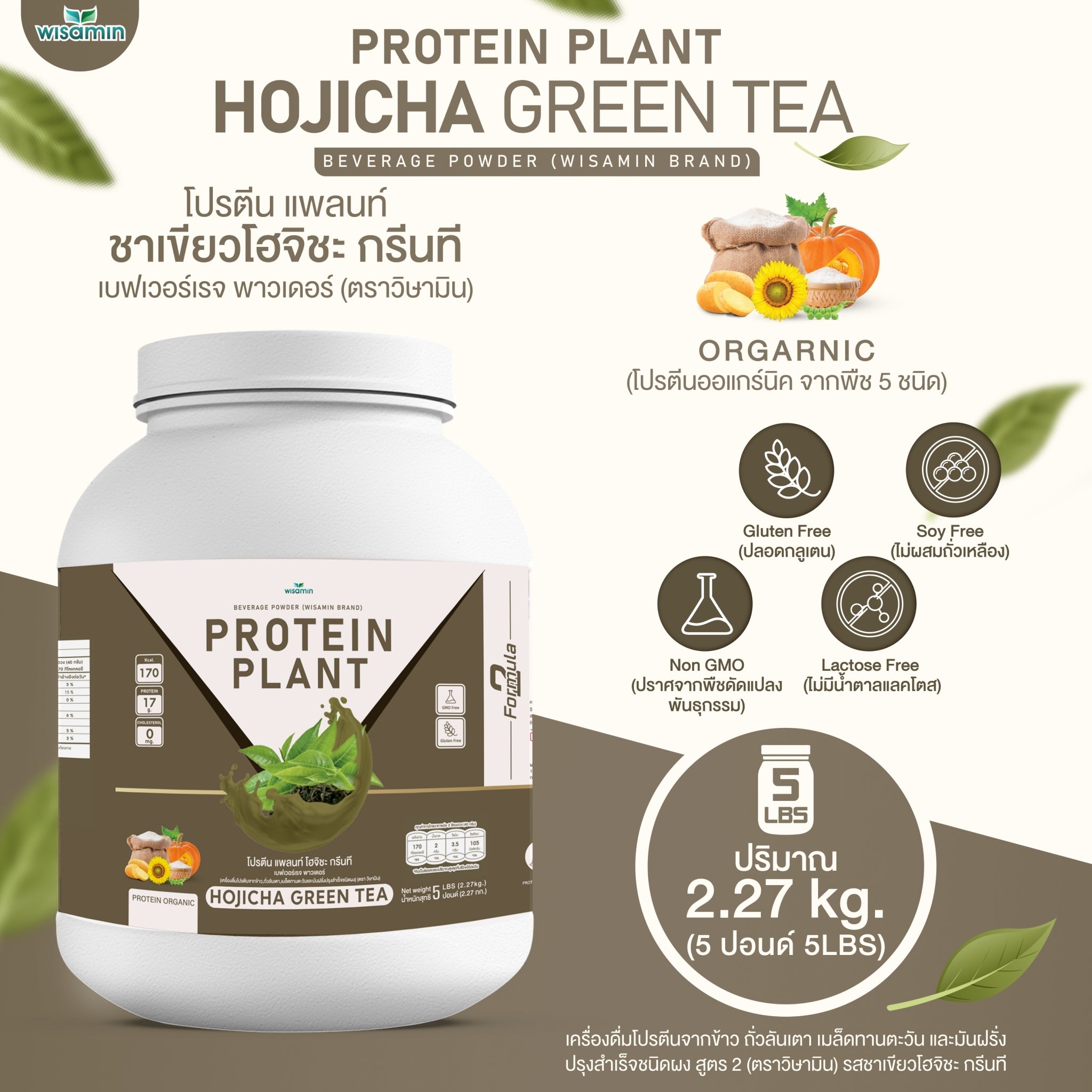 WISAMIN Plant Protein Formula 2 | 2.27 kg (5LB) | 8 Flavors | Organic | Halal | Soy-Free | Non-GMO