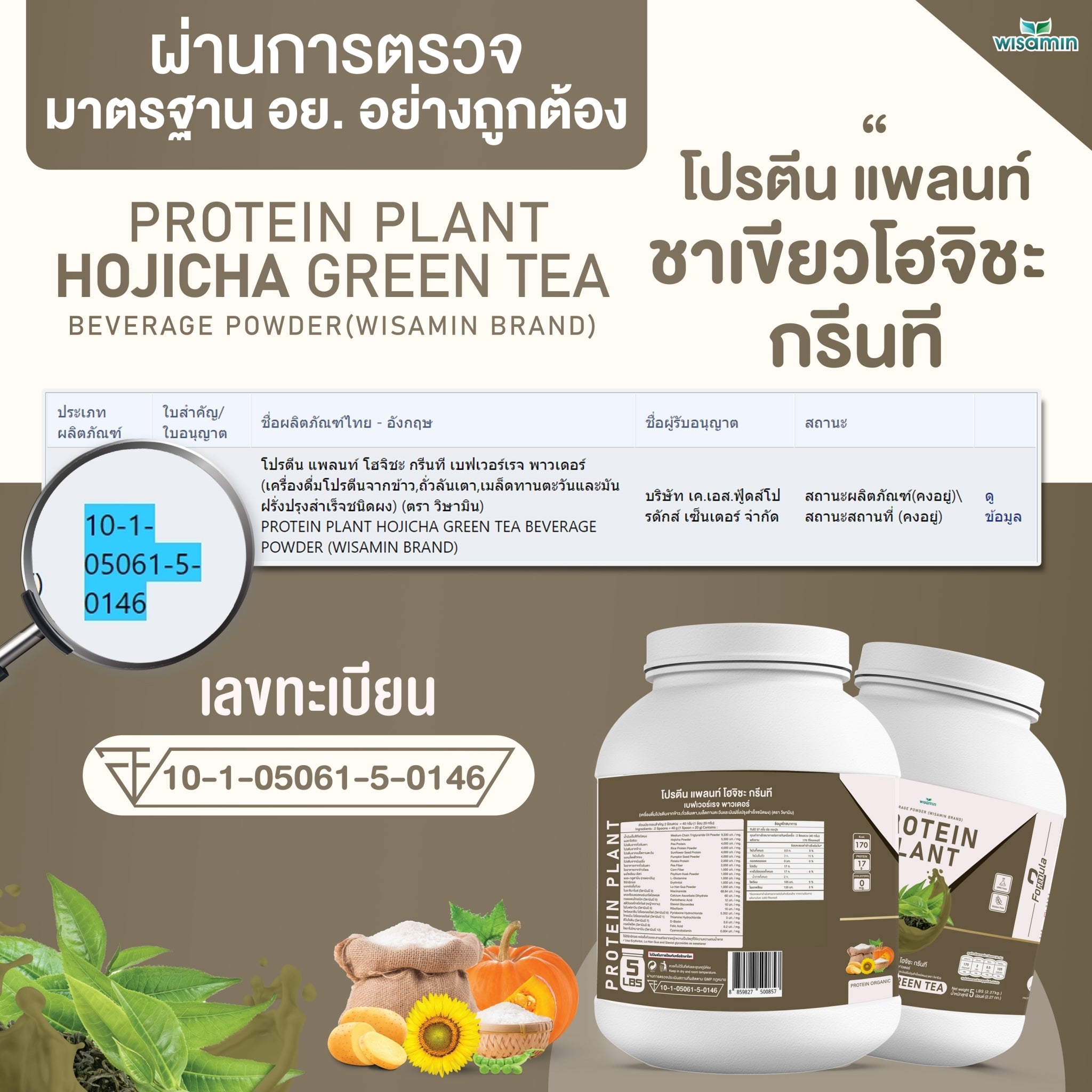 WISAMIN Plant Protein Formula 2 | 2.27 kg (5LB) | 8 Flavors | Organic | Halal | Soy-Free | Non-GMO