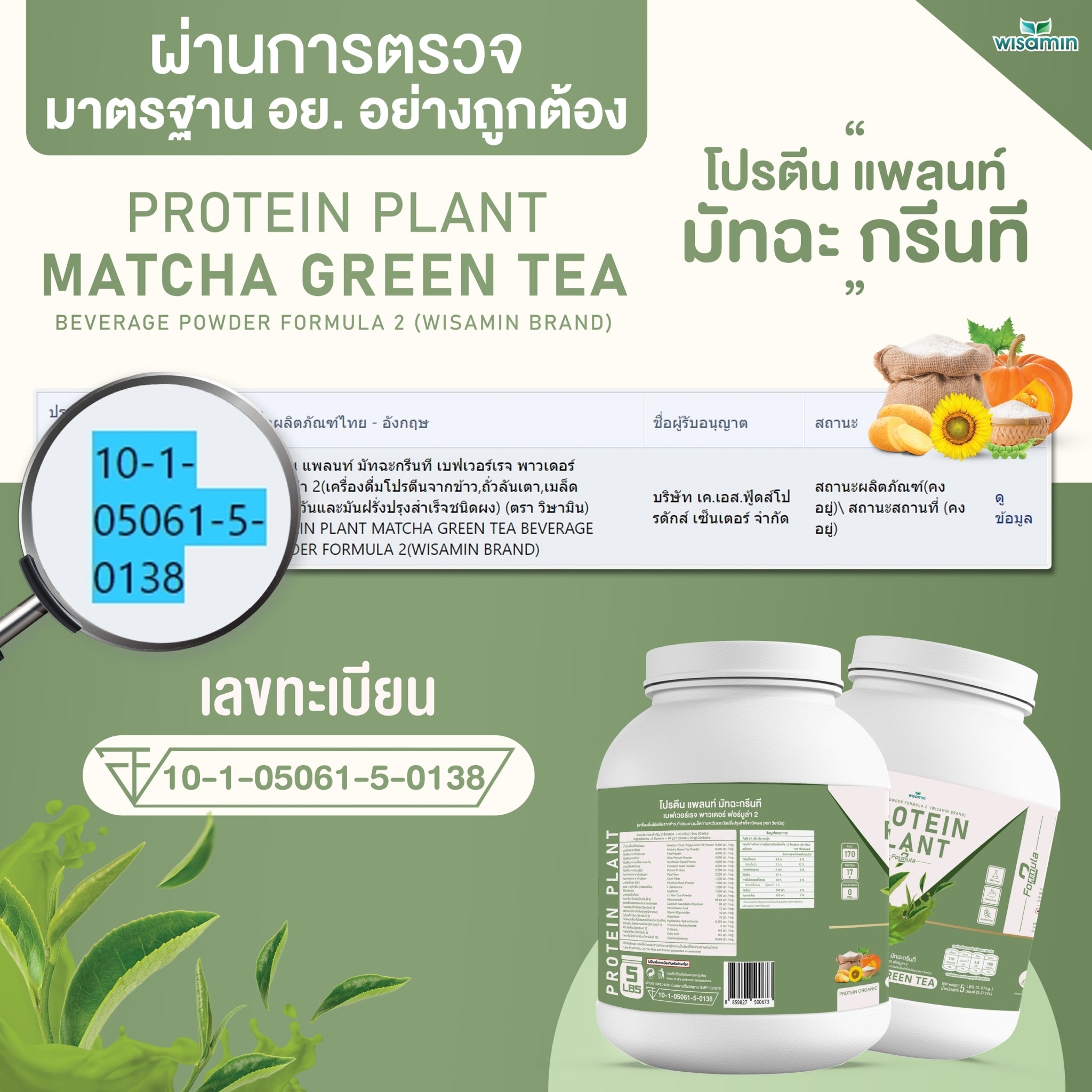 WISAMIN Plant Protein Formula 2 | 2.27 kg (5LB) | 8 Flavors | Organic | Halal | Soy-Free | Non-GMO