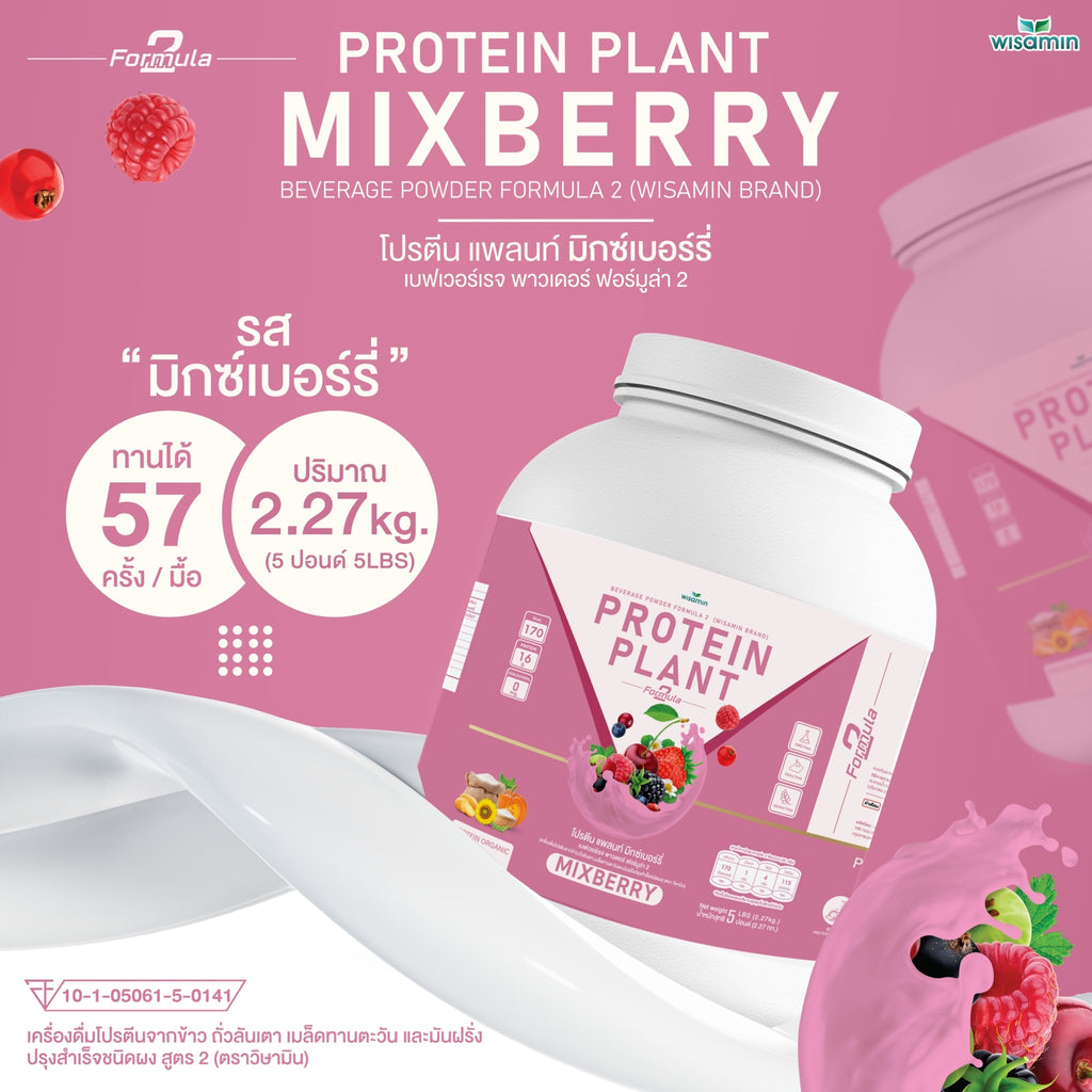 WISAMIN Plant Protein Formula 2 | 2.27 kg (5LB) | 8 Flavors | Organic | Halal | Soy-Free | Non-GMO