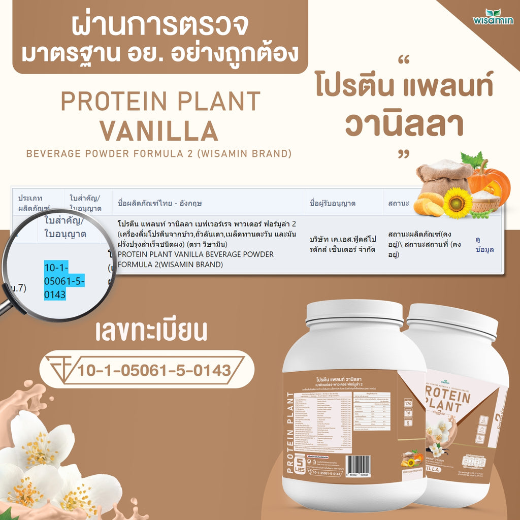 WISAMIN Plant Protein Formula 2 | 2.27 kg (5LB) | 8 Flavors | Organic | Halal | Soy-Free | Non-GMO