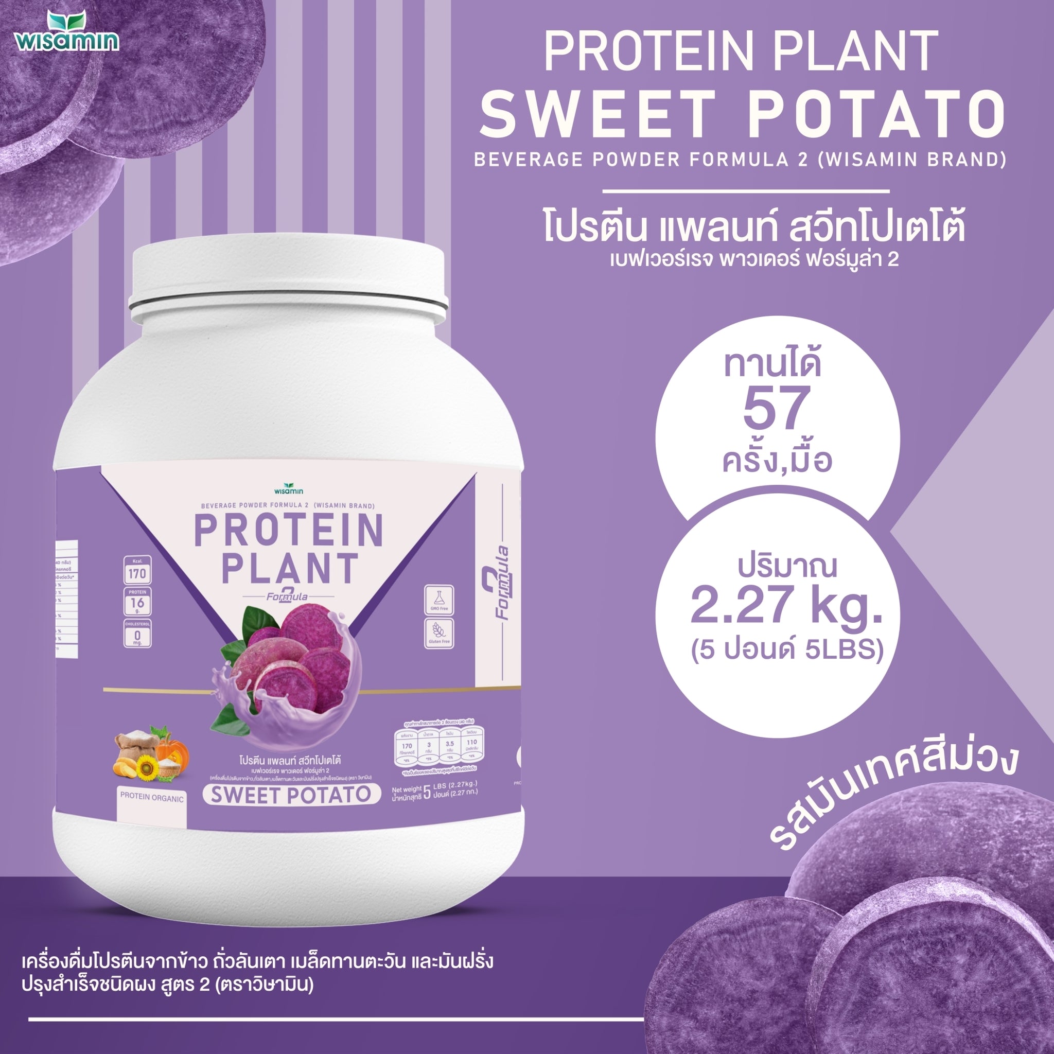 WISAMIN Plant Protein Formula 2 | 2.27 kg (5LB) | 8 Flavors | Organic | Halal | Soy-Free | Non-GMO