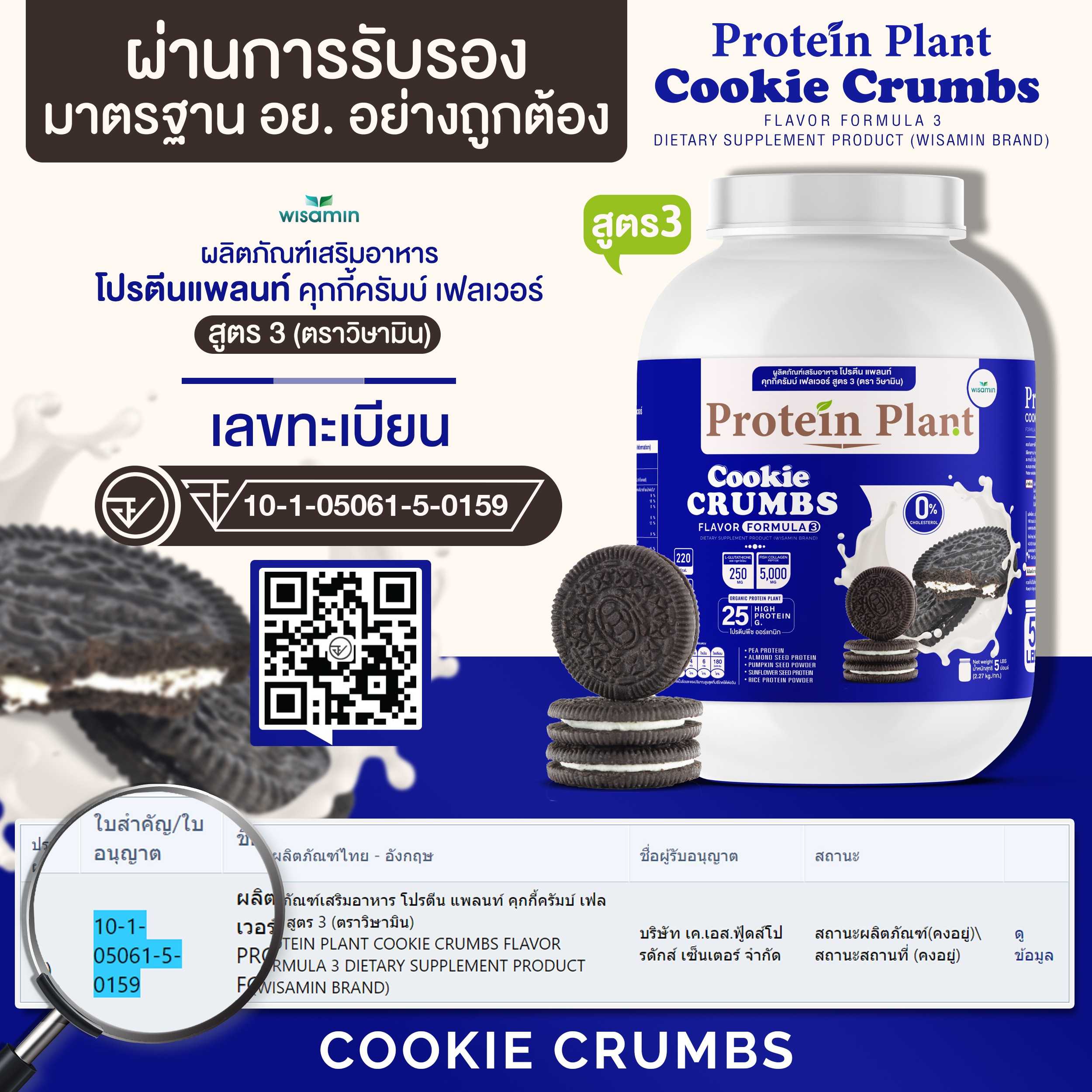 WISAMIN Plant Protein Formula 3 | 2.27 kg (5 lb) | 11 Flavors | Halal | Organic | Collagen Peptide | L-Glutathione