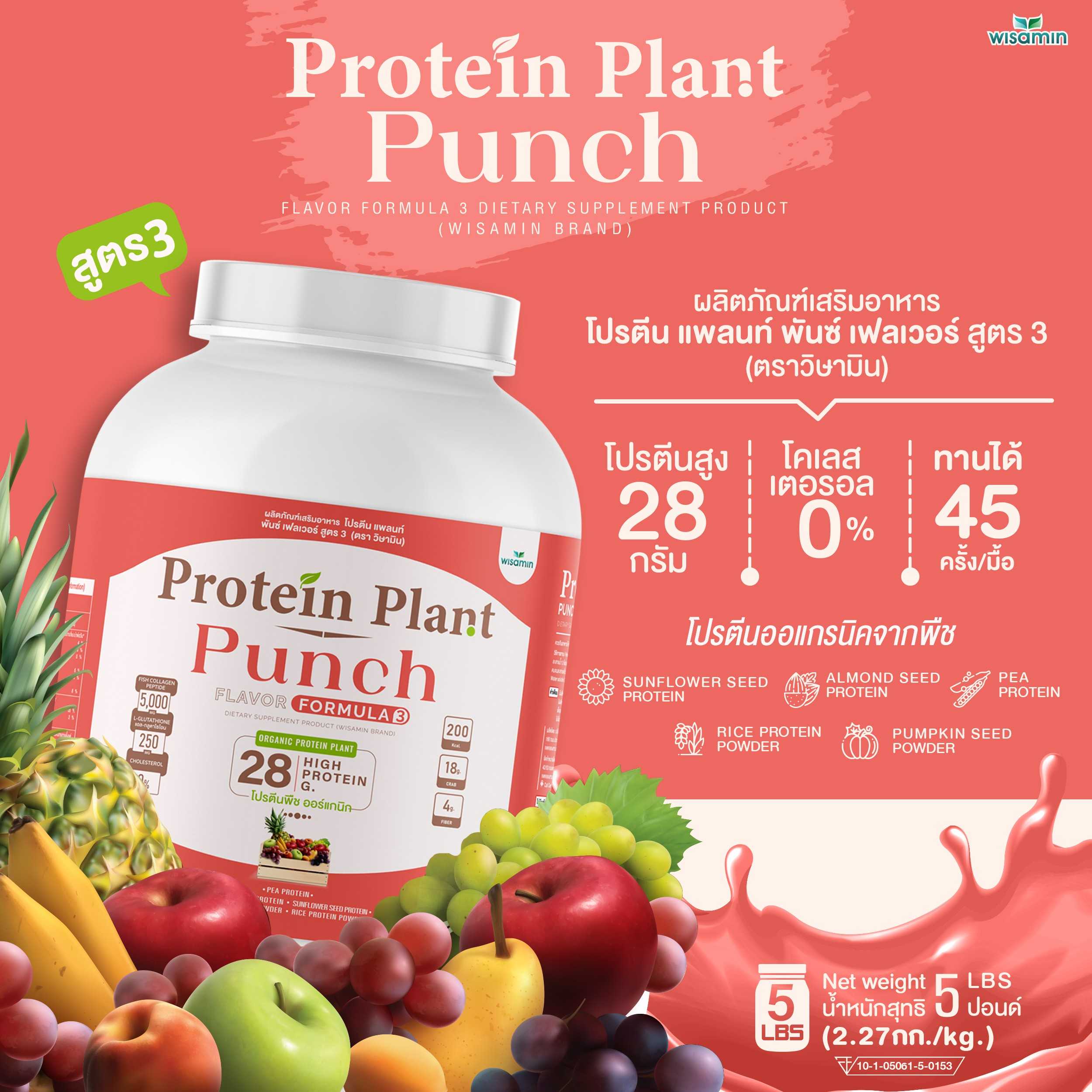 WISAMIN Plant Protein Formula 3 | 2.27 kg (5 lb) | 11 Flavors | Halal | Organic | Collagen Peptide | L-Glutathione