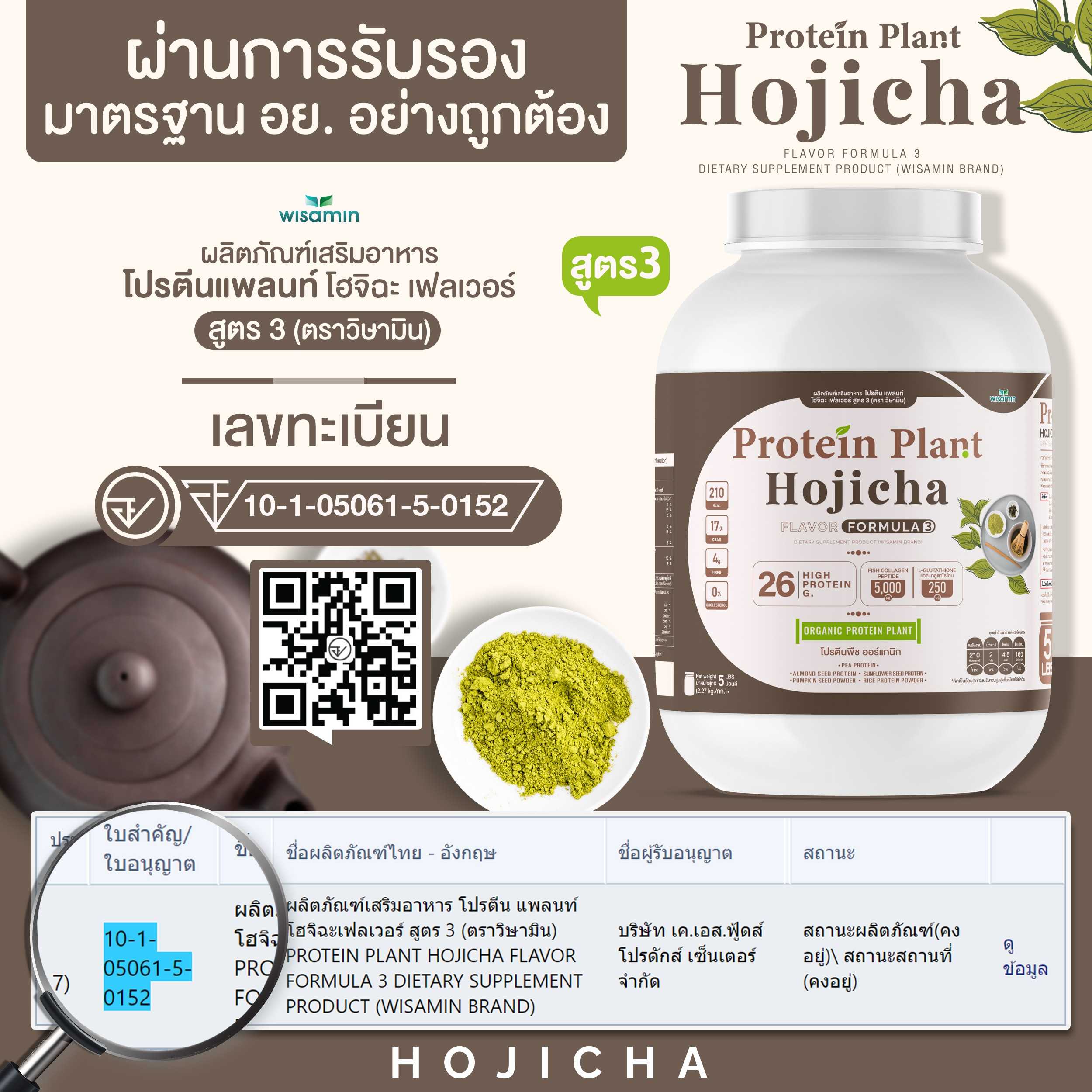 WISAMIN Plant Protein Formula 3 | 2.27 kg (5 lb) | 11 Flavors | Halal | Organic | Collagen Peptide | L-Glutathione