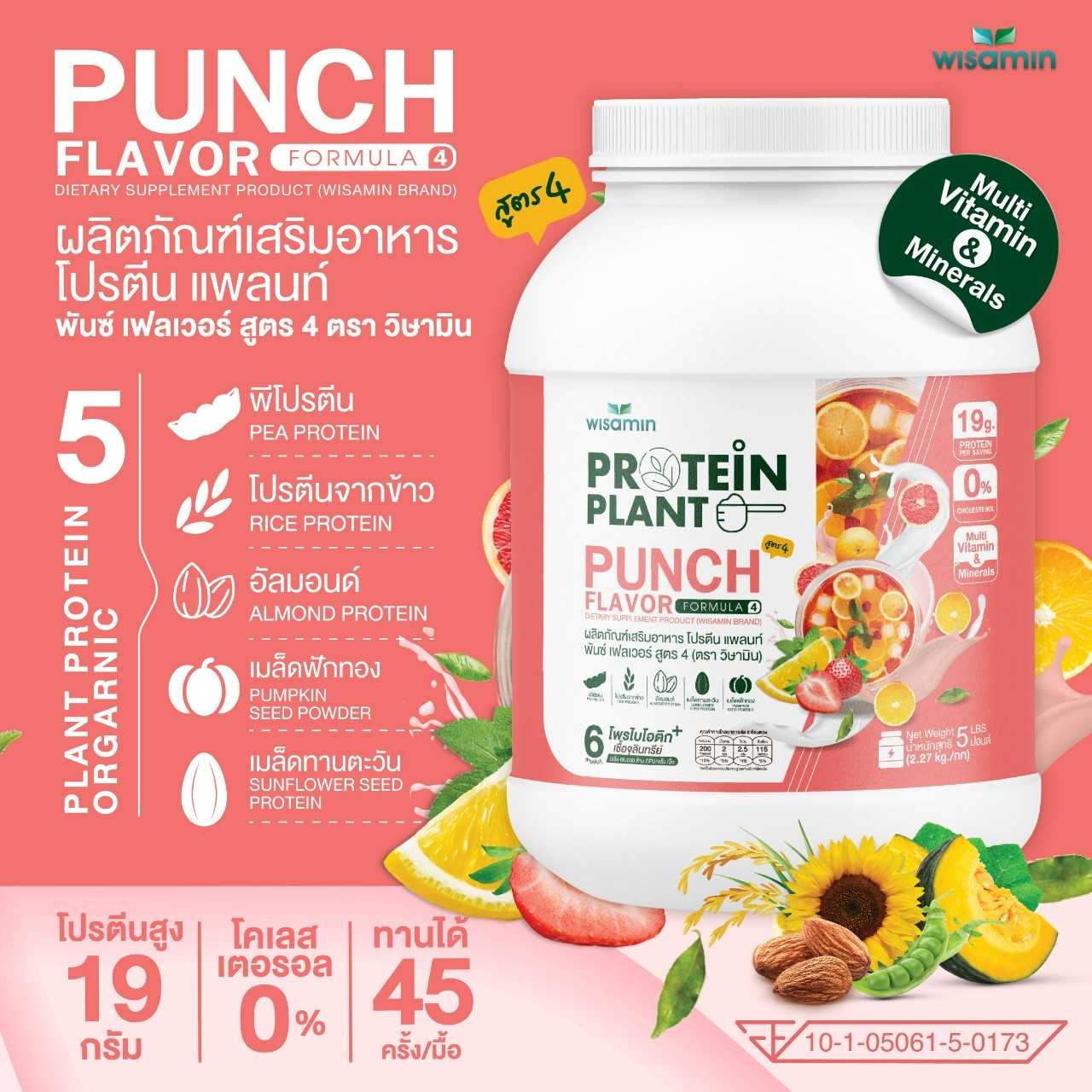 WISAMIN Plant Protein Formula 4 | Available in 14 Flavors | 2.27 kg (5LB) | 45 Servings | Halal | Organic | Probiotics & Minerals