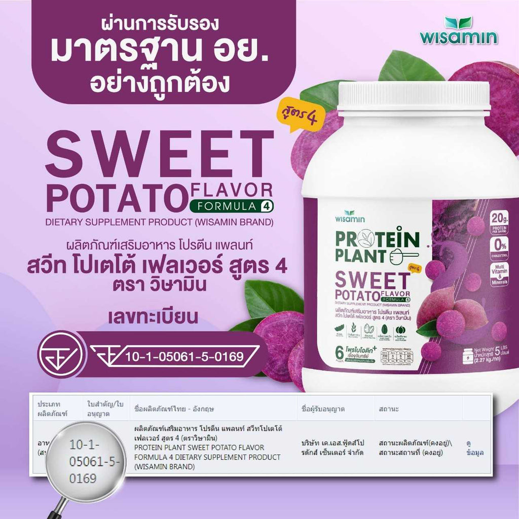 WISAMIN Plant Protein Formula 4 | Available in 14 Flavors | 2.27 kg (5LB) | 45 Servings | Halal | Organic | Probiotics & Minerals