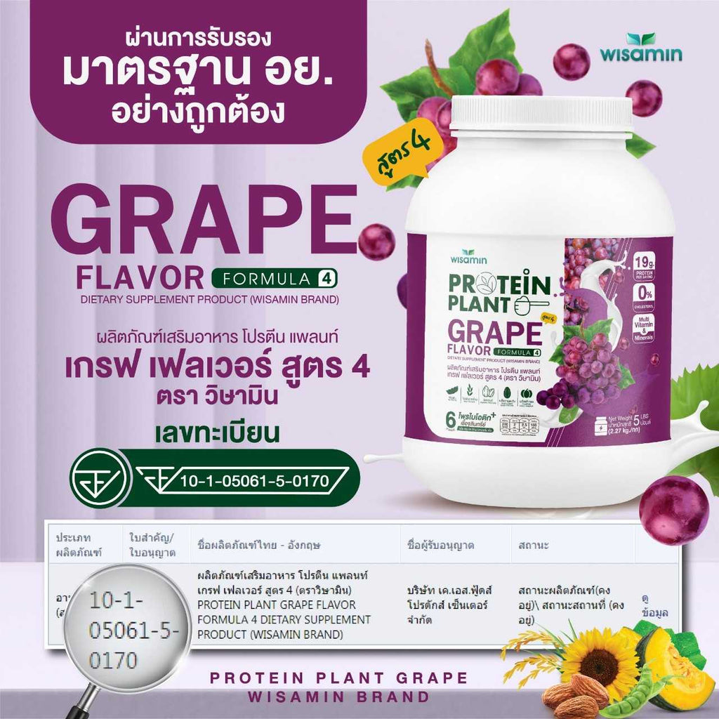 WISAMIN Plant Protein Formula 4 | Available in 14 Flavors | 2.27 kg (5LB) | 45 Servings | Halal | Organic | Probiotics & Minerals