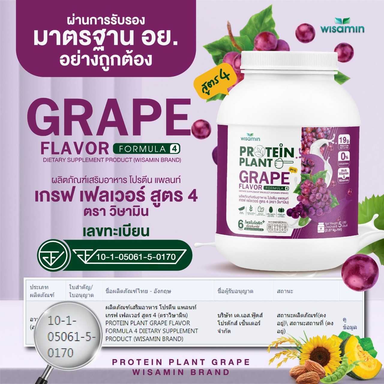 WISAMIN Plant Protein Formula 4 | Available in 14 Flavors | 2.27 kg (5LB) | 45 Servings | Halal | Organic | Probiotics & Minerals