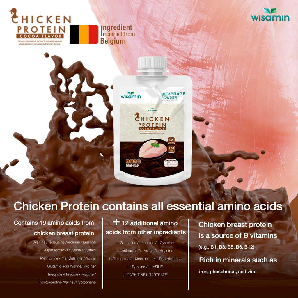 WISAMIN Chicken Protein Hydrolyzed | 45g Ready-to-Mix Sachet | 4 Flavors | Halal Certified | Soy-Free | Non-GMO | Gluten-Free