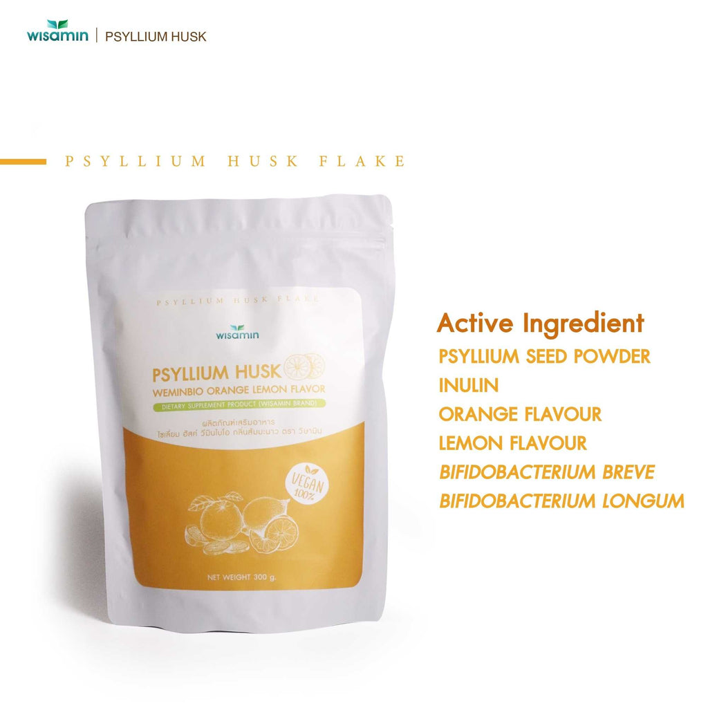WISAMIN WEMINBIO Psyllium Husk + Probiotics Fiber Drink | 5 Flavors | 300g per Bag | Vegan | Non-GMO | Halal Certified