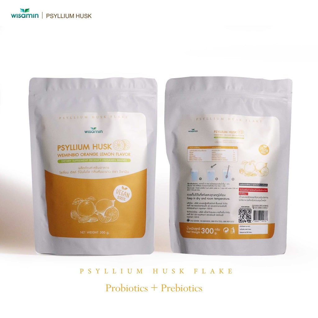 WISAMIN WEMINBIO Psyllium Husk + Probiotics Fiber Drink | 5 Flavors | 300g per Bag | Vegan | Non-GMO | Halal Certified