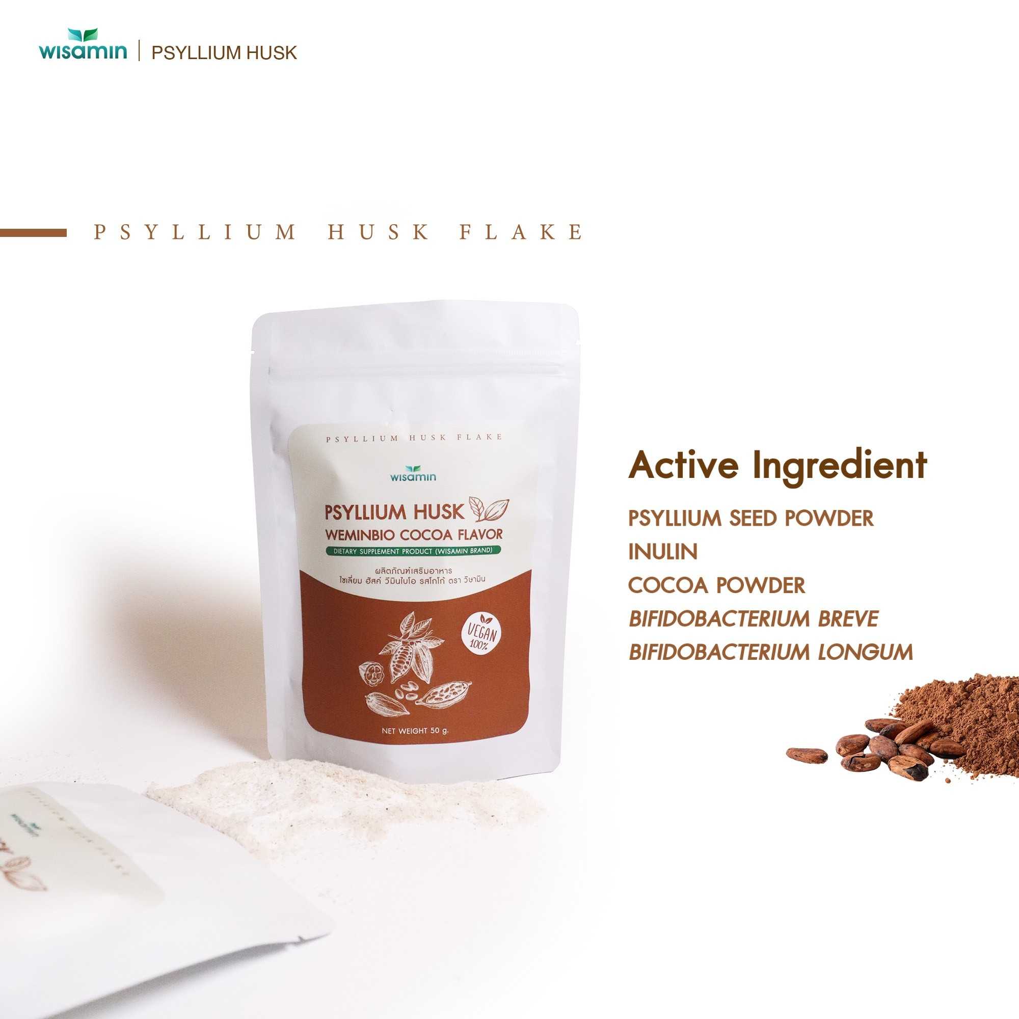 WISAMIN WEMINBIO Psyllium Husk + Probiotics Fiber Drink | 5 Flavors | 50g per Bag | Vegan | Non-GMO | Halal Certified