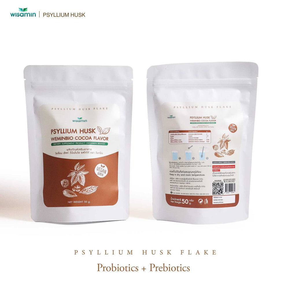 WISAMIN WEMINBIO Psyllium Husk + Probiotics Fiber Drink | 5 Flavors | 50g per Bag | Vegan | Non-GMO | Halal Certified