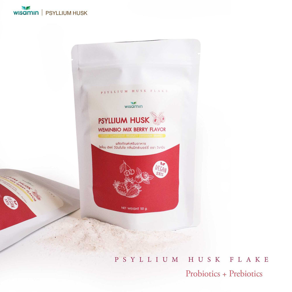 WISAMIN WEMINBIO Psyllium Husk + Probiotics Fiber Drink | 5 Flavors | 50g per Bag | Vegan | Non-GMO | Halal Certified