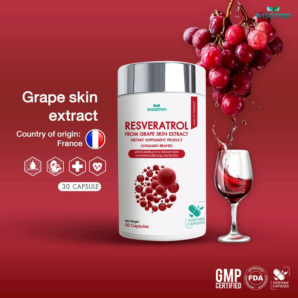 WISAMIN Resveratrol from Grape Skin Extract Capsule | Halal Certified | 1 Bottle 30 Capsules