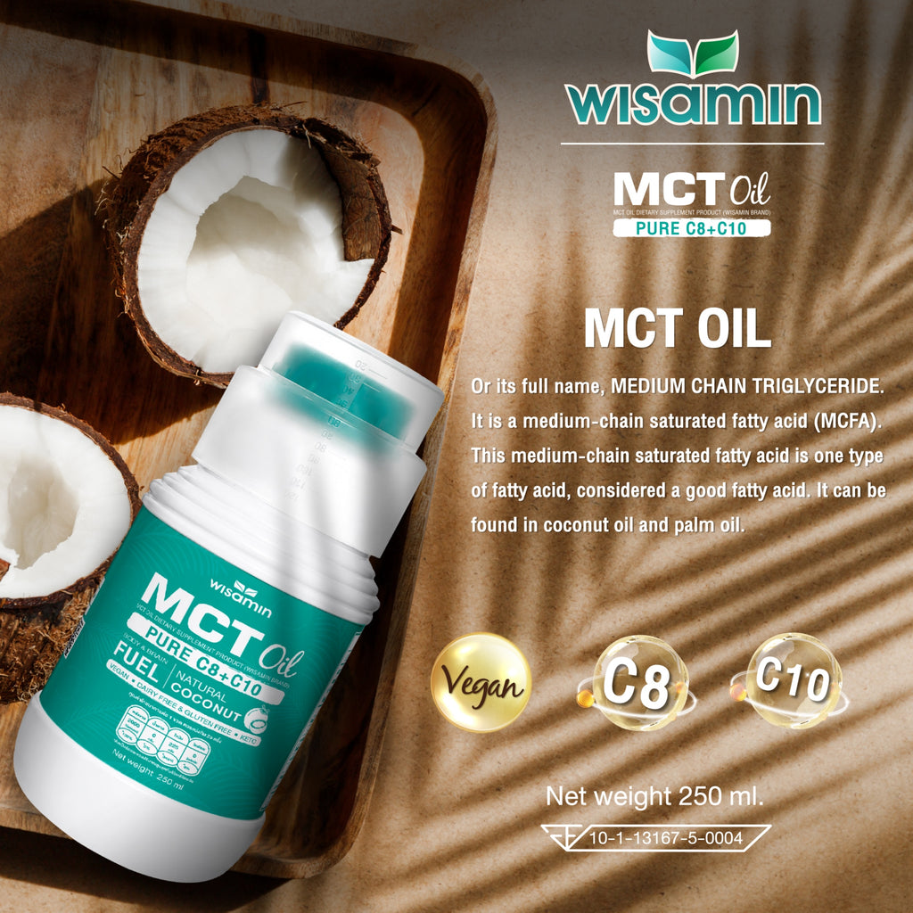 WISAMIN 100% Pure Coconut MCT Oil C8+C10 | Liquid 250ml | Vegan & Keto