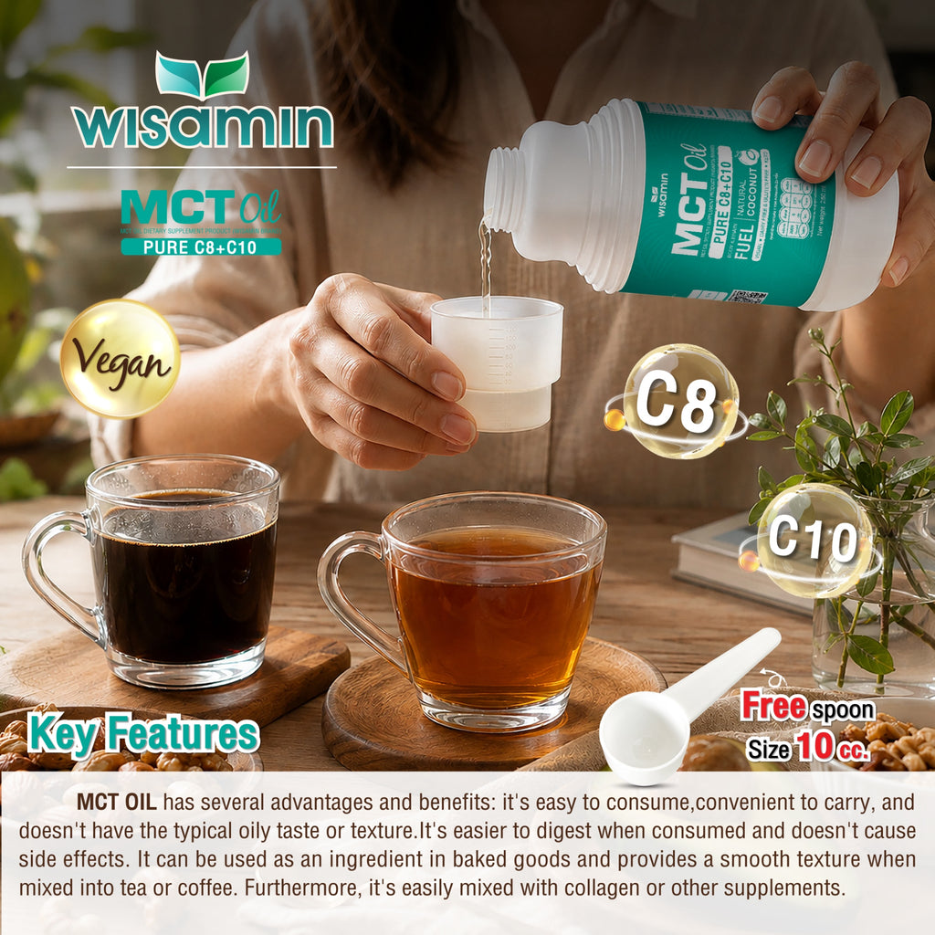 WISAMIN 100% Pure Coconut MCT Oil C8+C10 | Liquid 250ml | Vegan & Keto