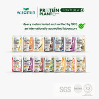 WISAMIN Plant Protein Formula 4 | Protein tinggi 18-22g | 250g | 14 Perisa | Diperakui Halal | Organik | Campuran Probiotik & Vitamin-Mineral